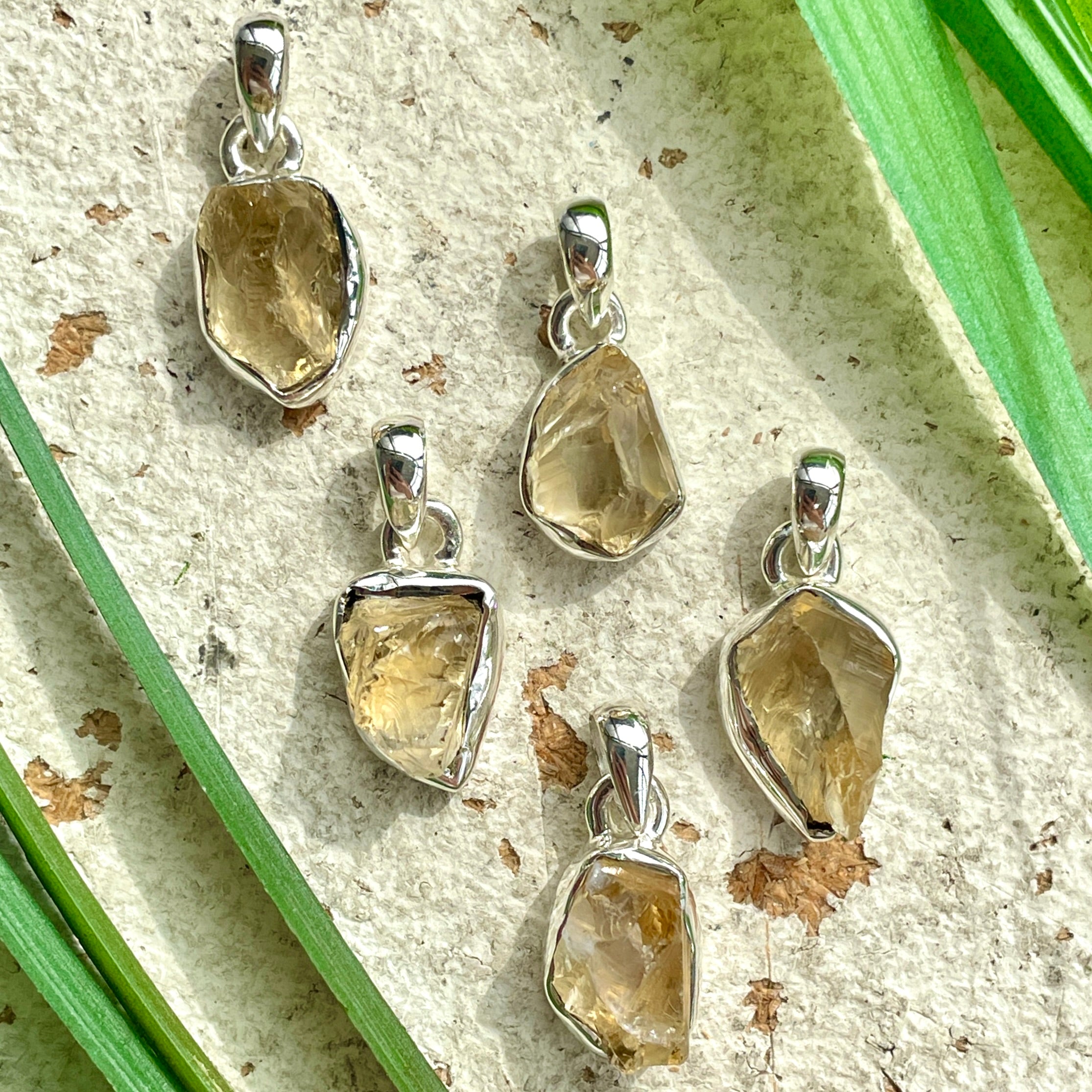 Citrine Sterling Silver Rough Pendant