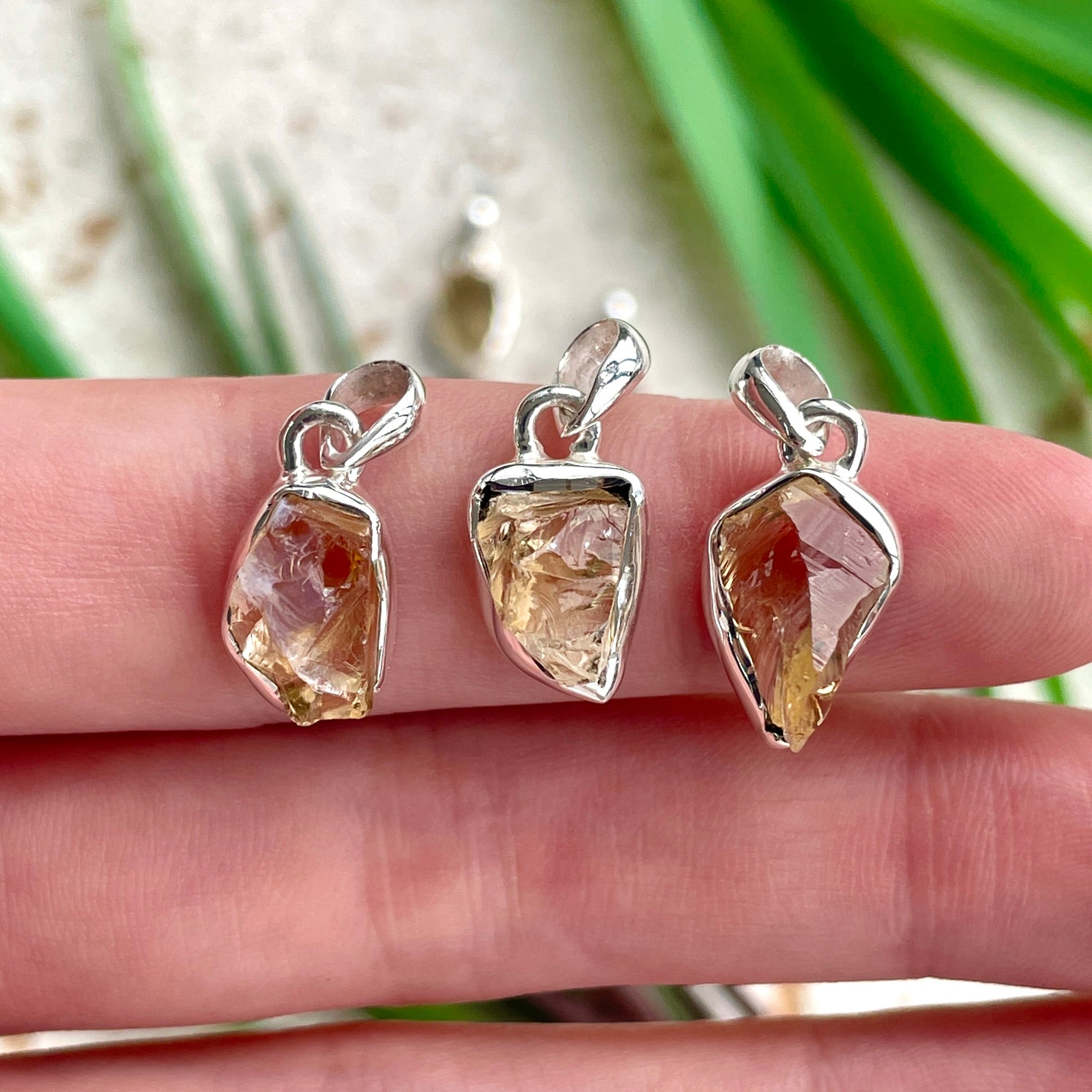 Citrine Sterling Silver Rough Pendant