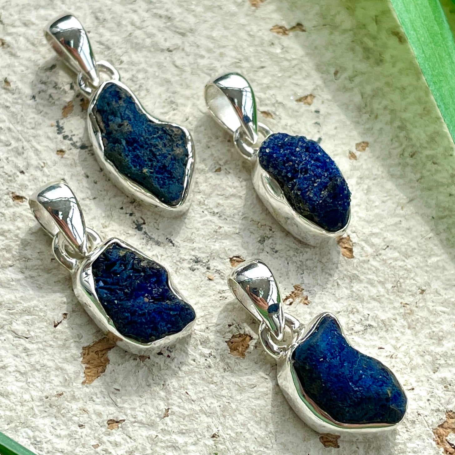 Azurite Sterling Silver Rough Pendant