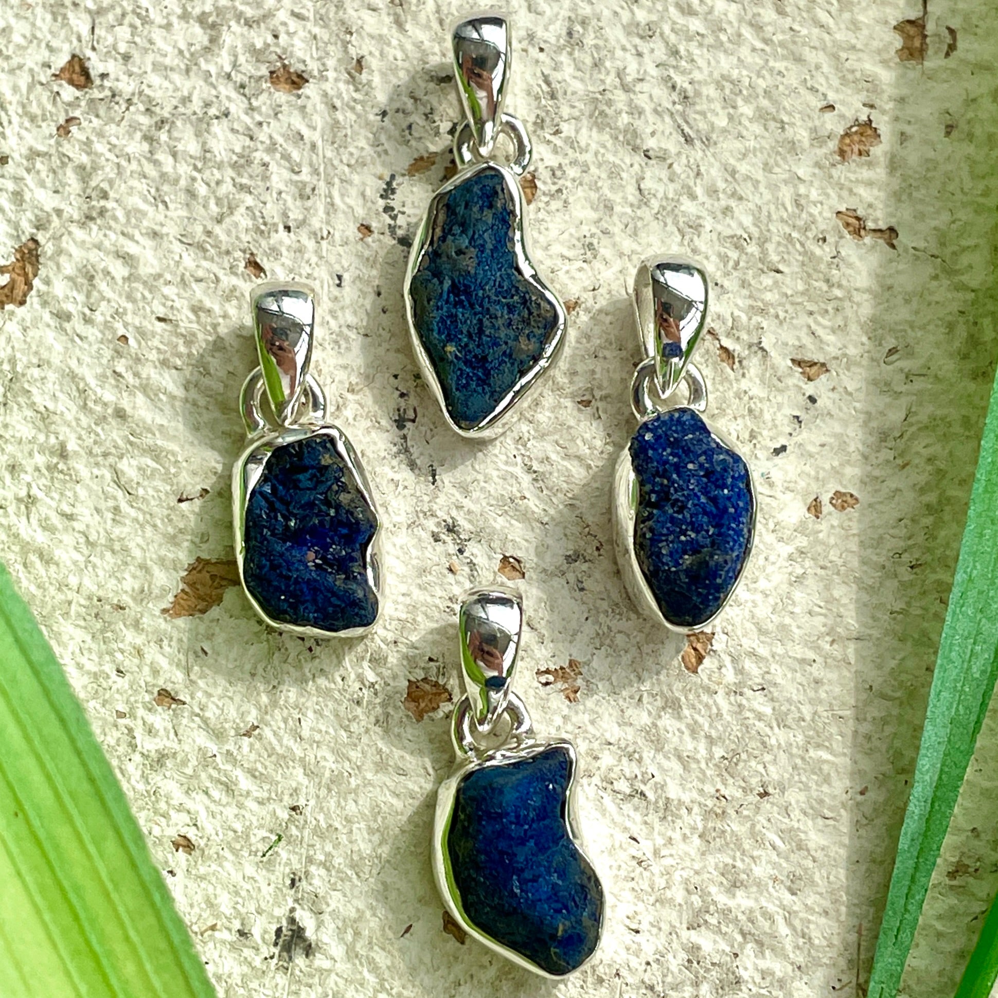 Azurite Sterling Silver Rough Pendant
