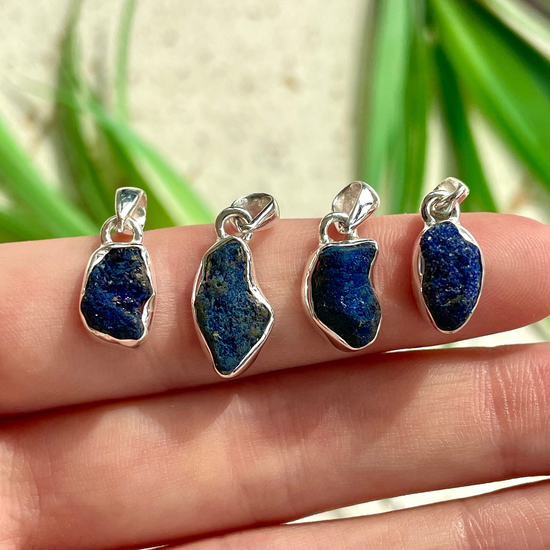 Azurite Sterling Silver Rough Pendant