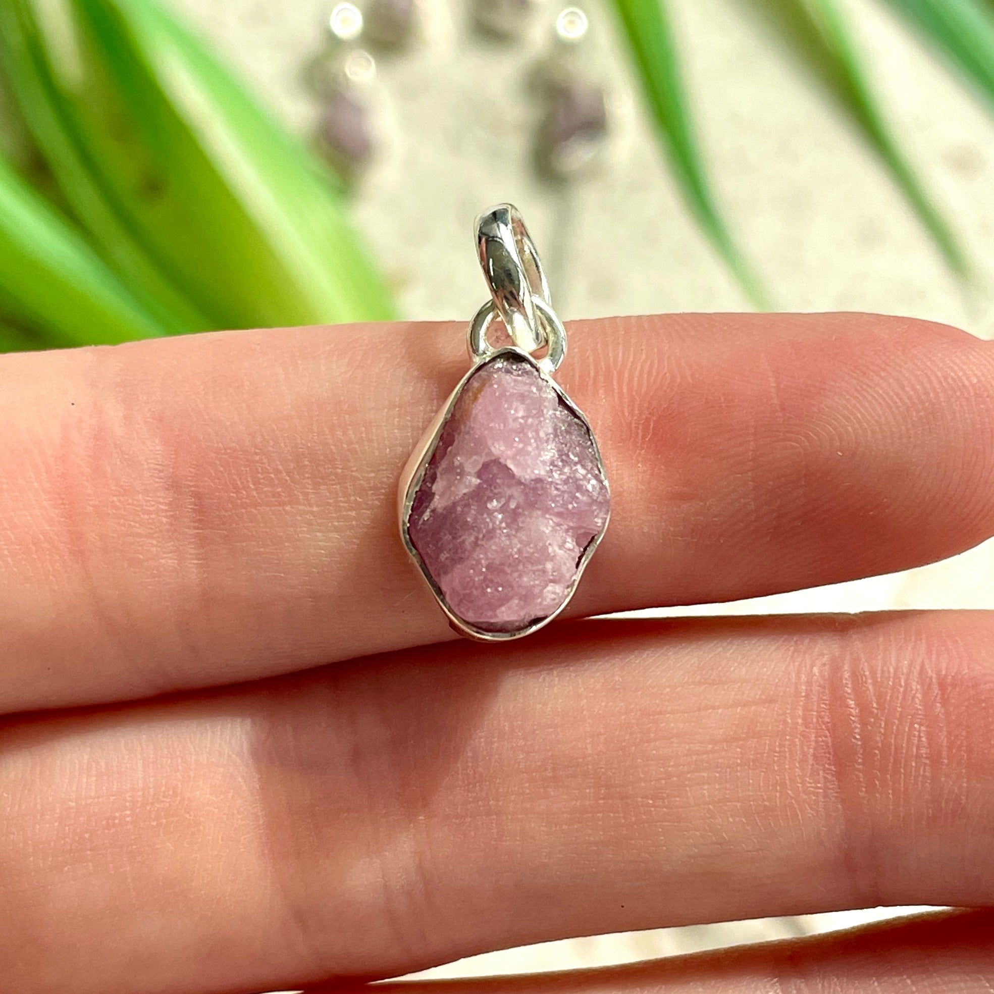 Kunzite Sterling Silver Rough Pendant
