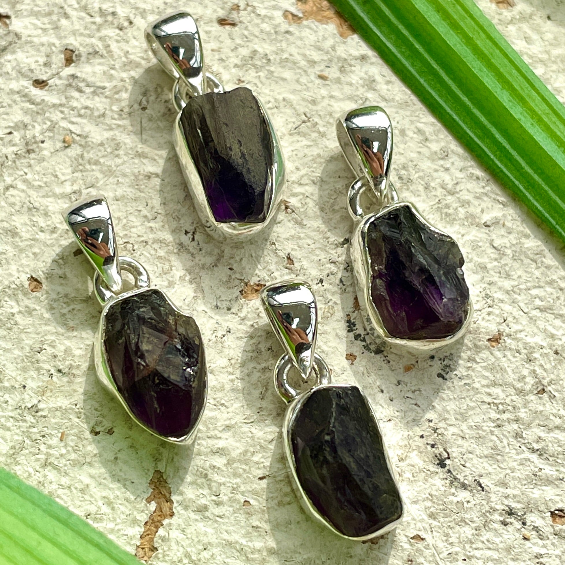 Amethyst Sterling Silver Rough Pendant
