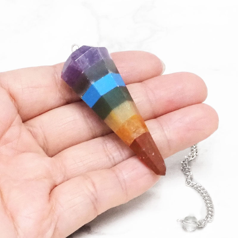 7 Chakra Faceted Pendulum