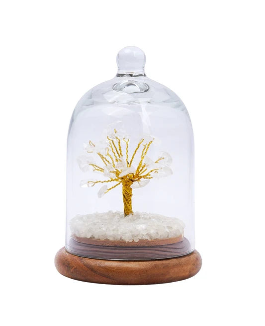 Clear Quartz Tree in Glass Dome