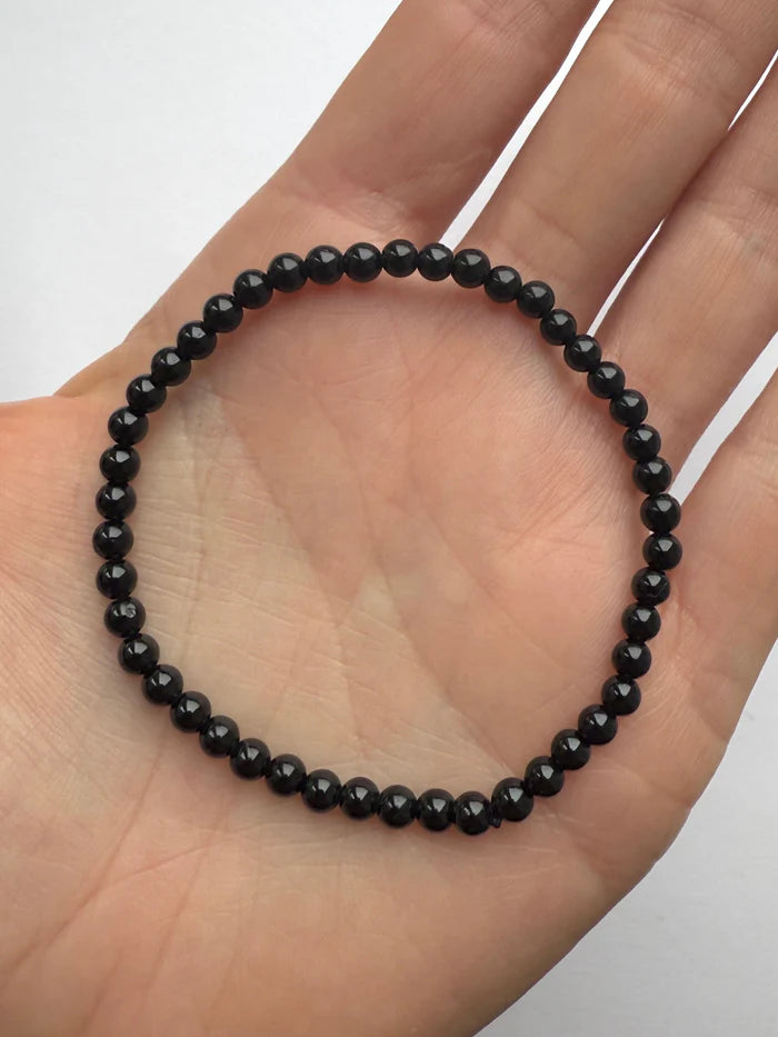 Black Tourmaline Bead Bracelet - 4mm