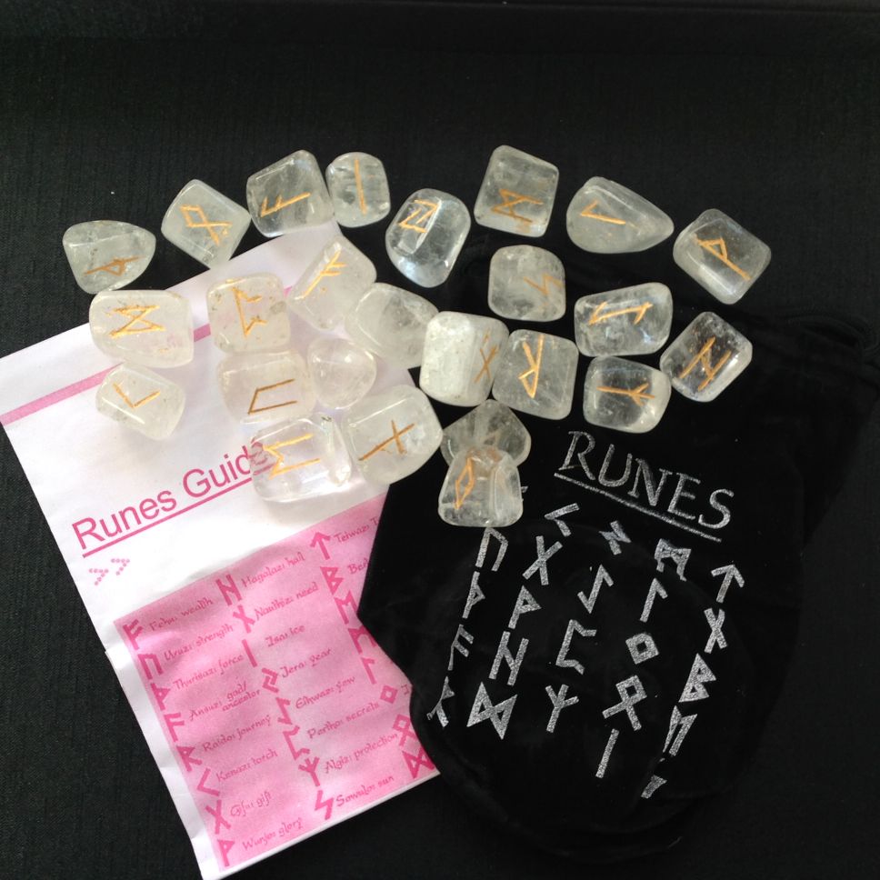 Clear Quartz Runes Set