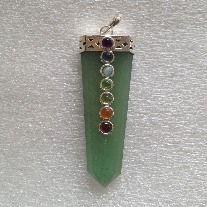 Flat Chakra Pendant-Green Aventurine