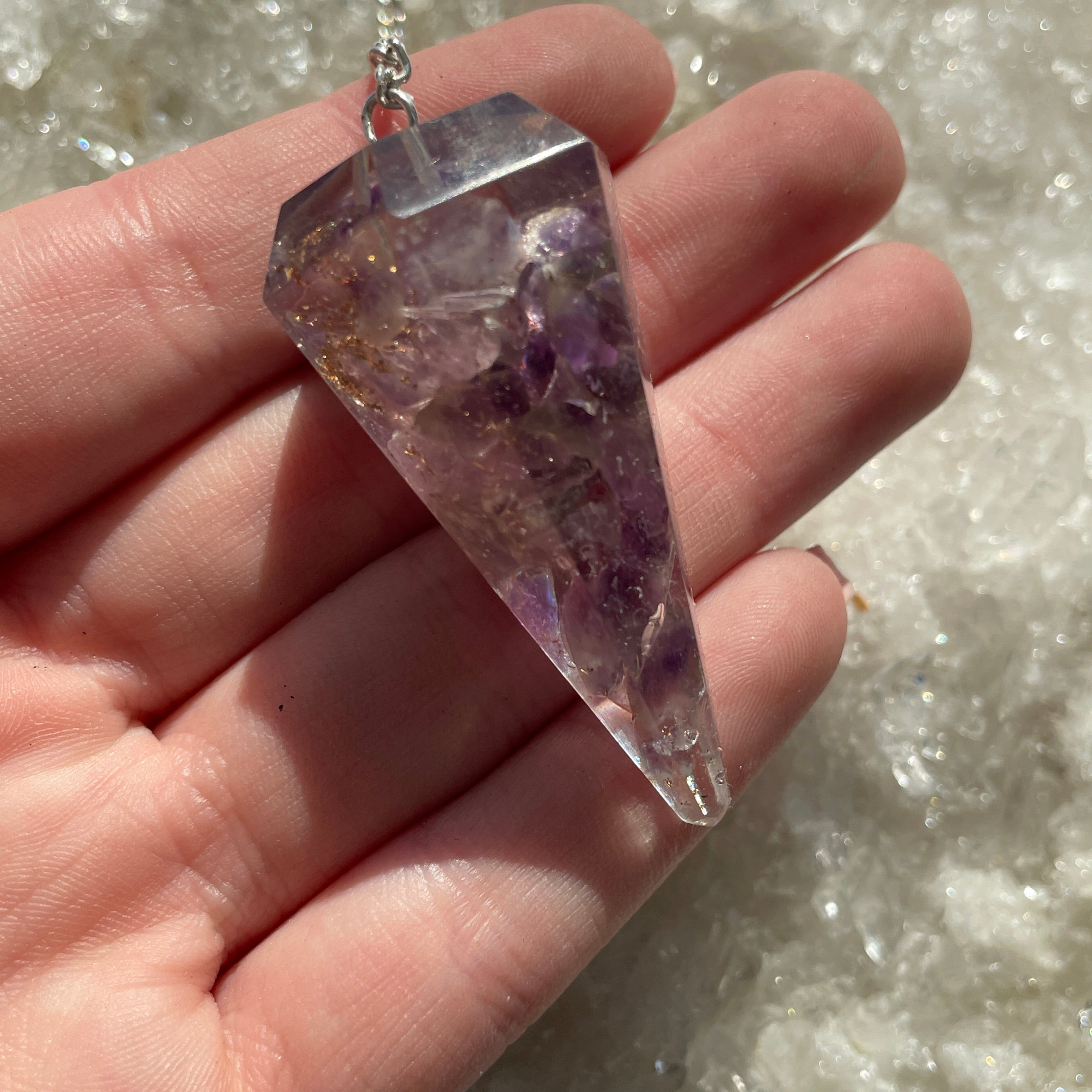 Orgonite Faceted Pendulum - Amethyst