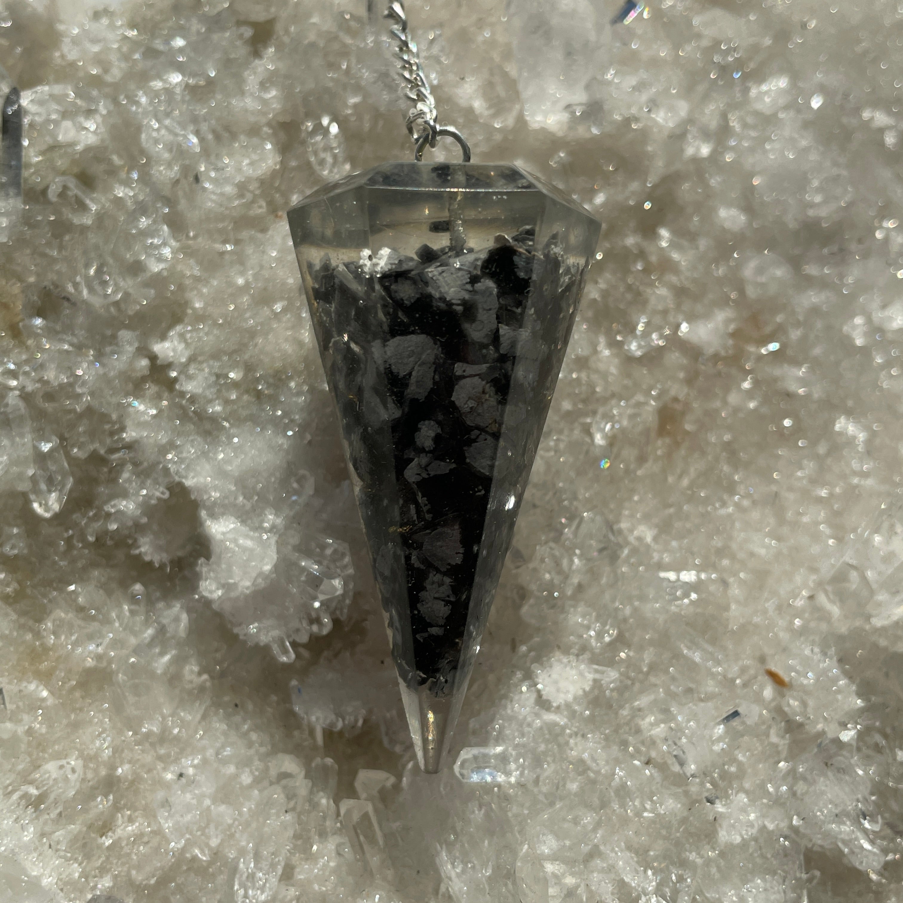 Orgonite Faceted Pendulum - Snowflake Obsidian