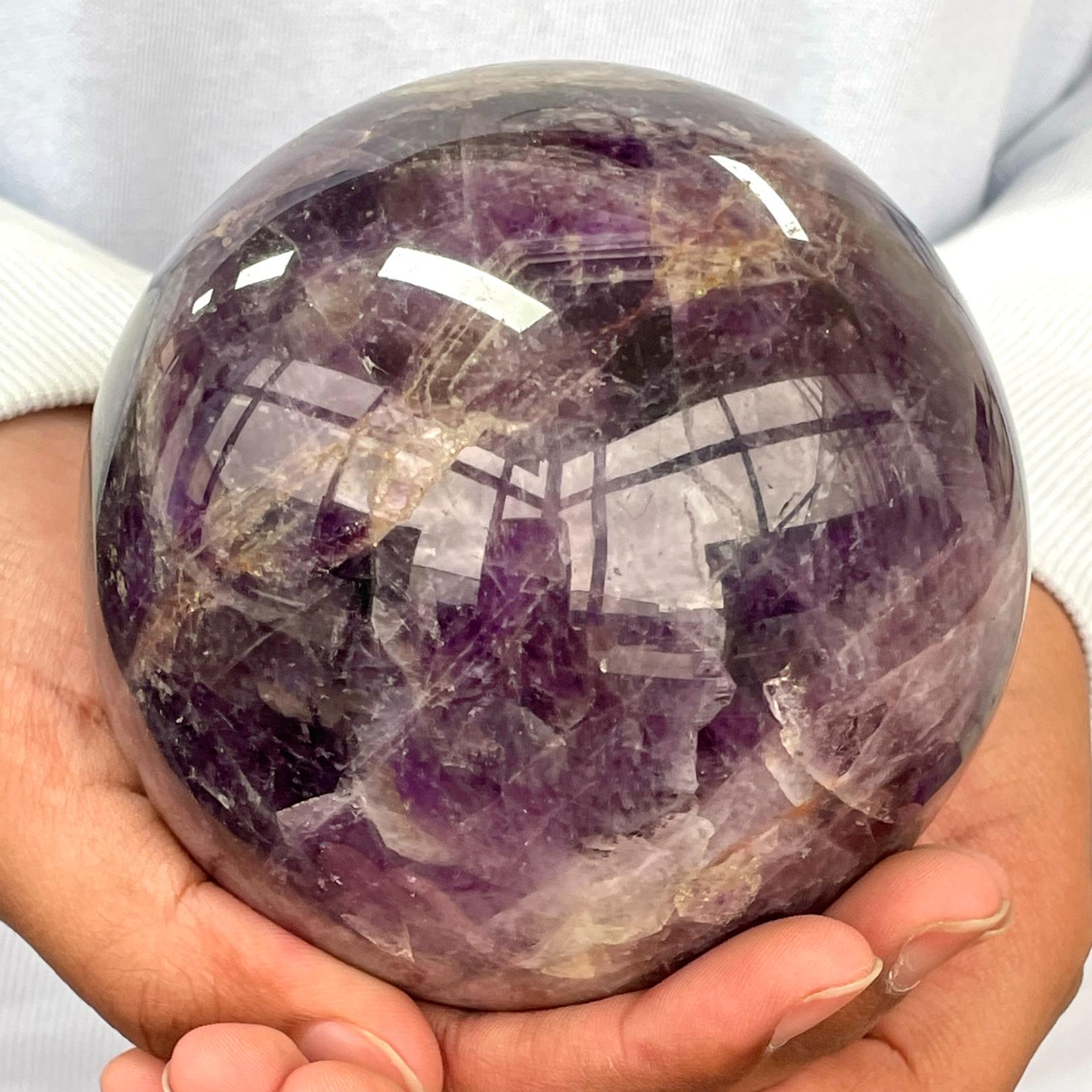 Chevron Amethyst Sphere - Large 10cm N02