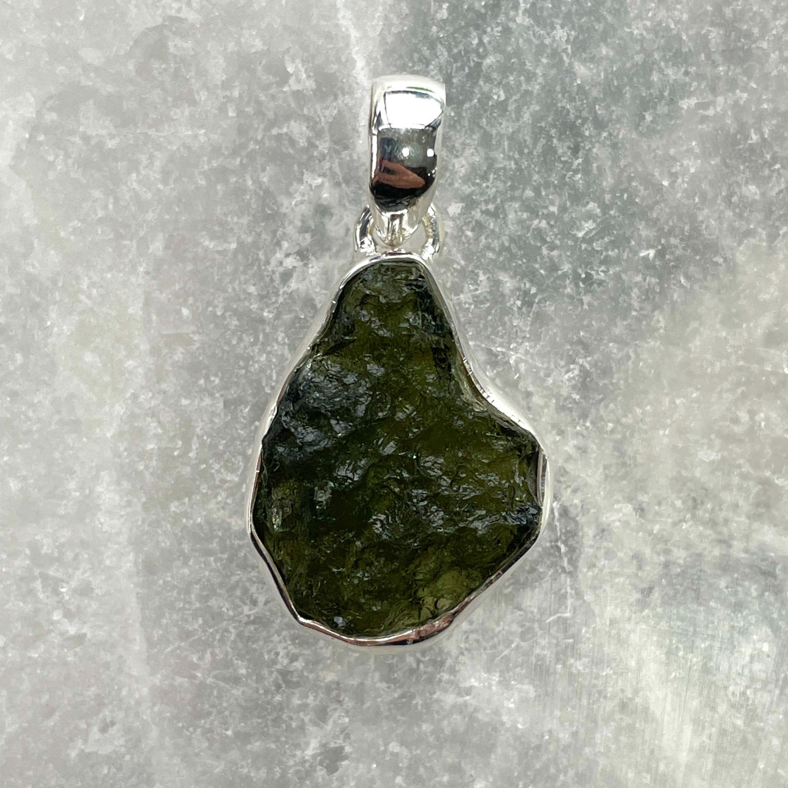 Moldavite - Silver Pendant Large - M36