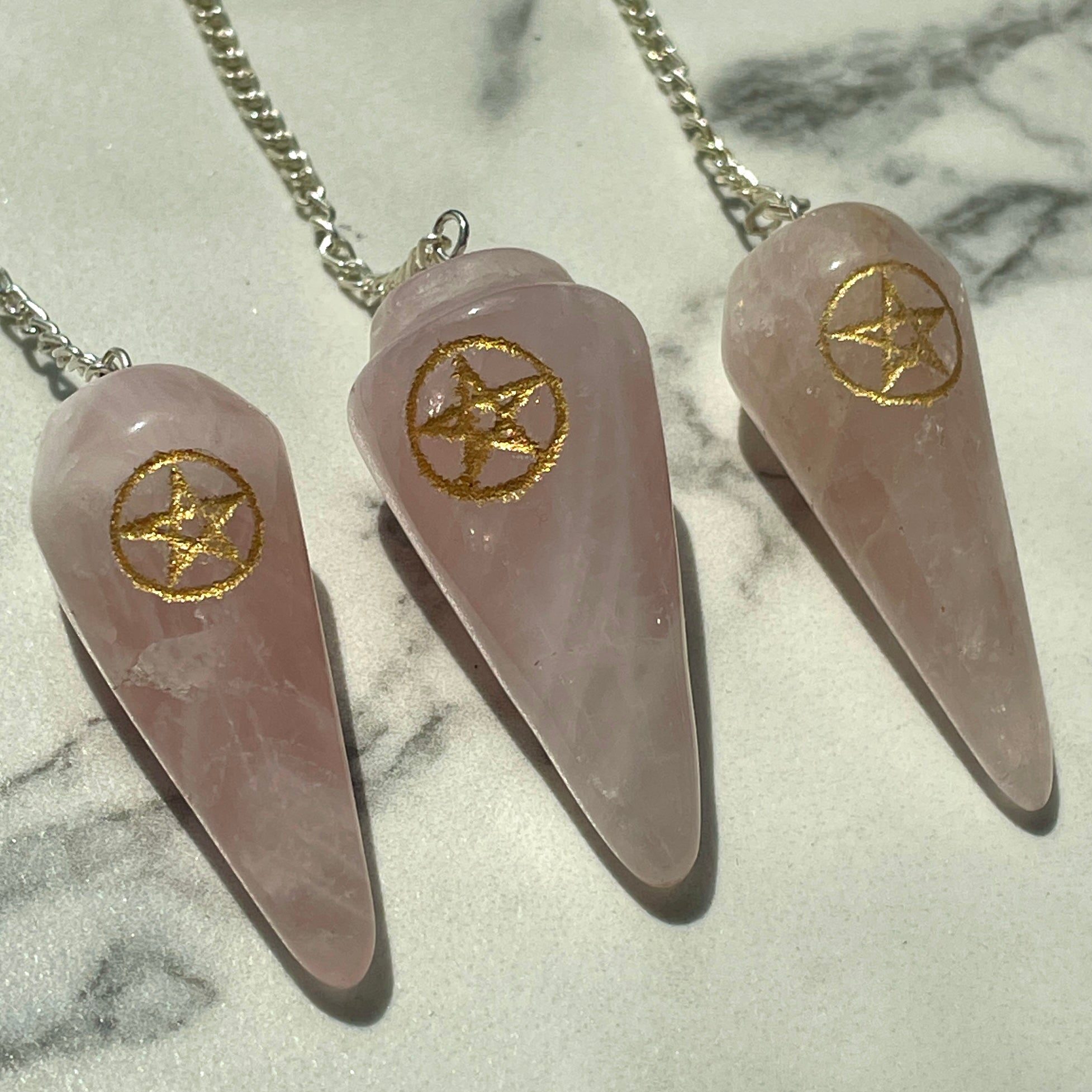 Rose Quartz Pendulum - Pentagram