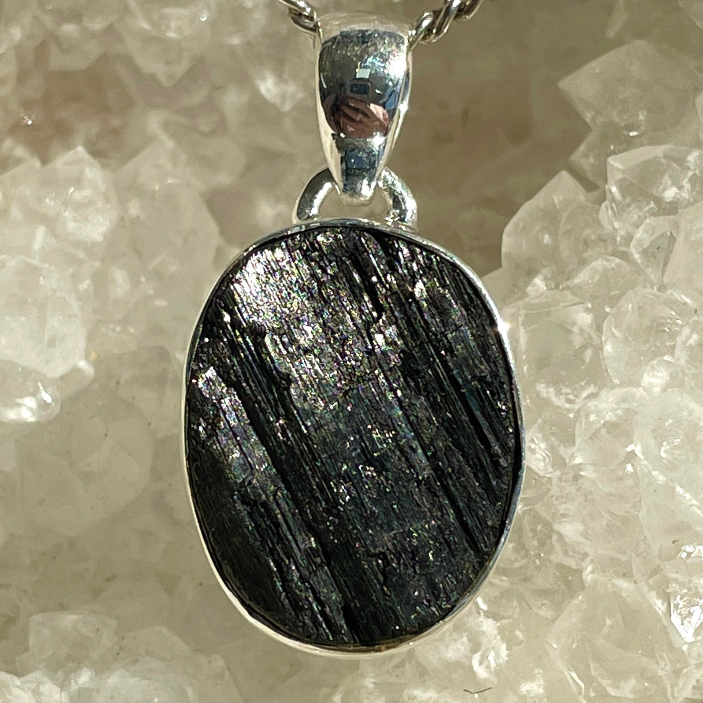 Black Tourmaline Silver Pendant - SP112