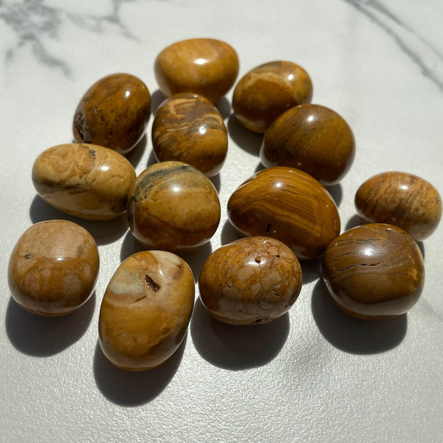 Yellow Jasper Tumbled 200g  (Agrade) (12-15pc)