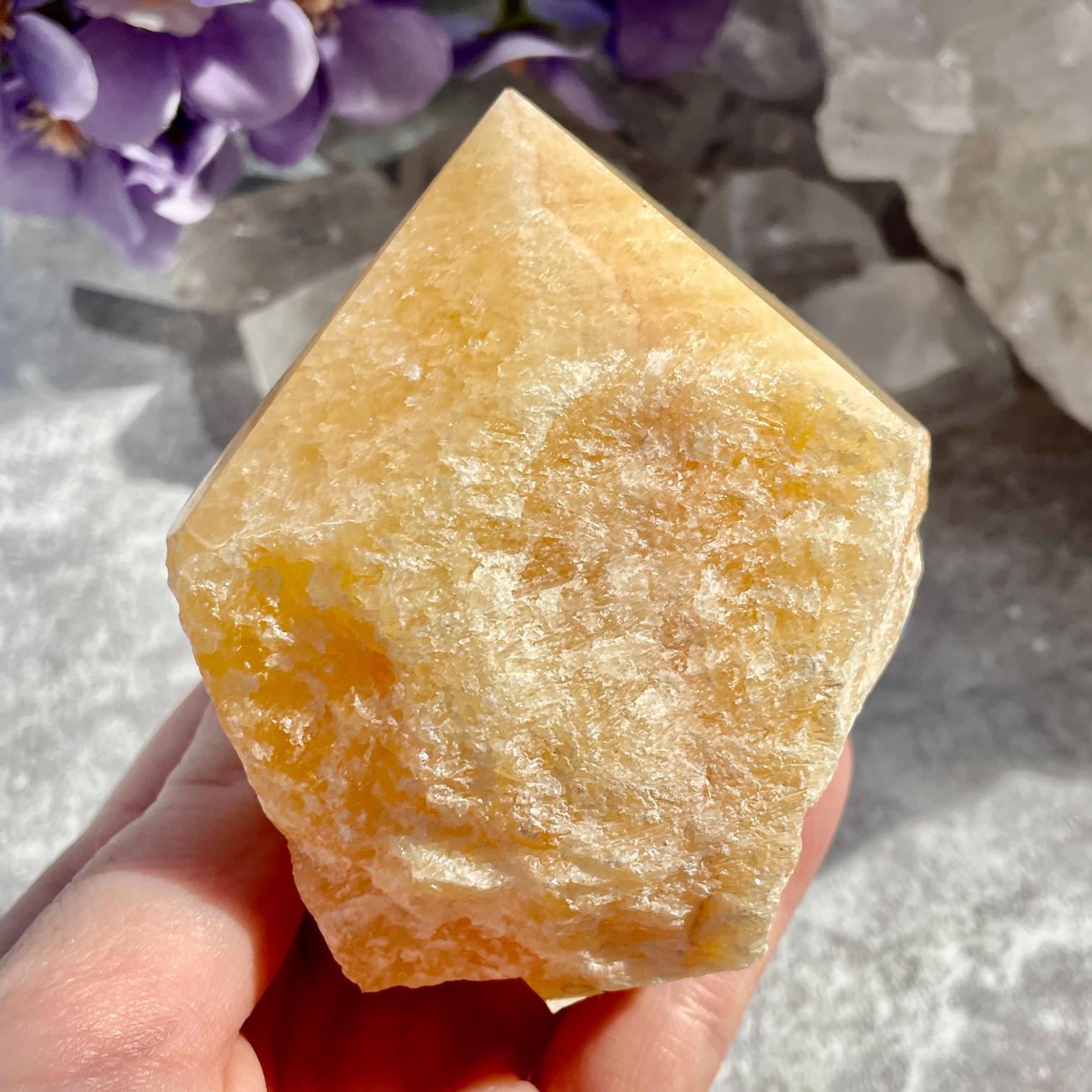 Polished Orange Calcite Point - 04