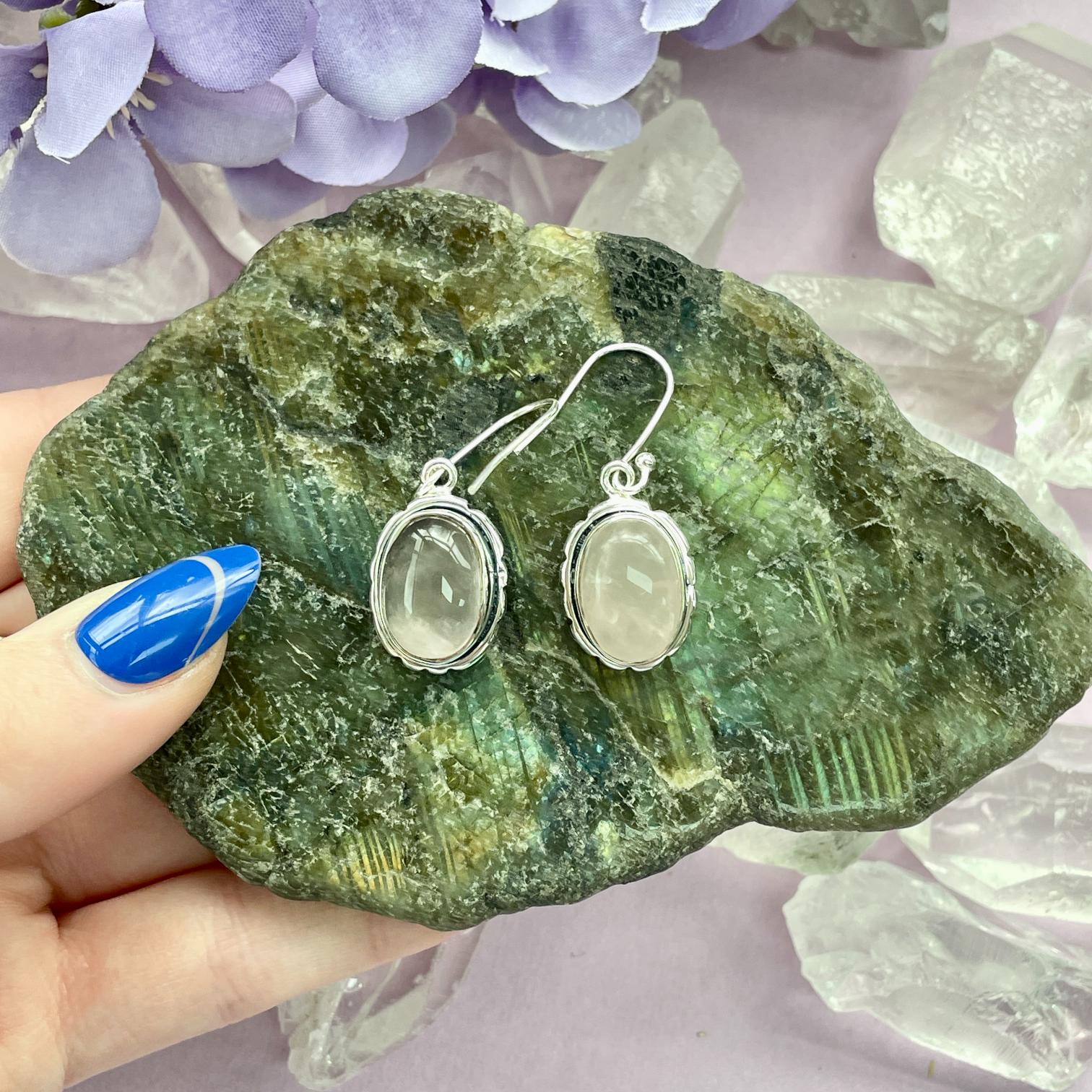 Sterling Silver Earrings - Rose Quartz - 07