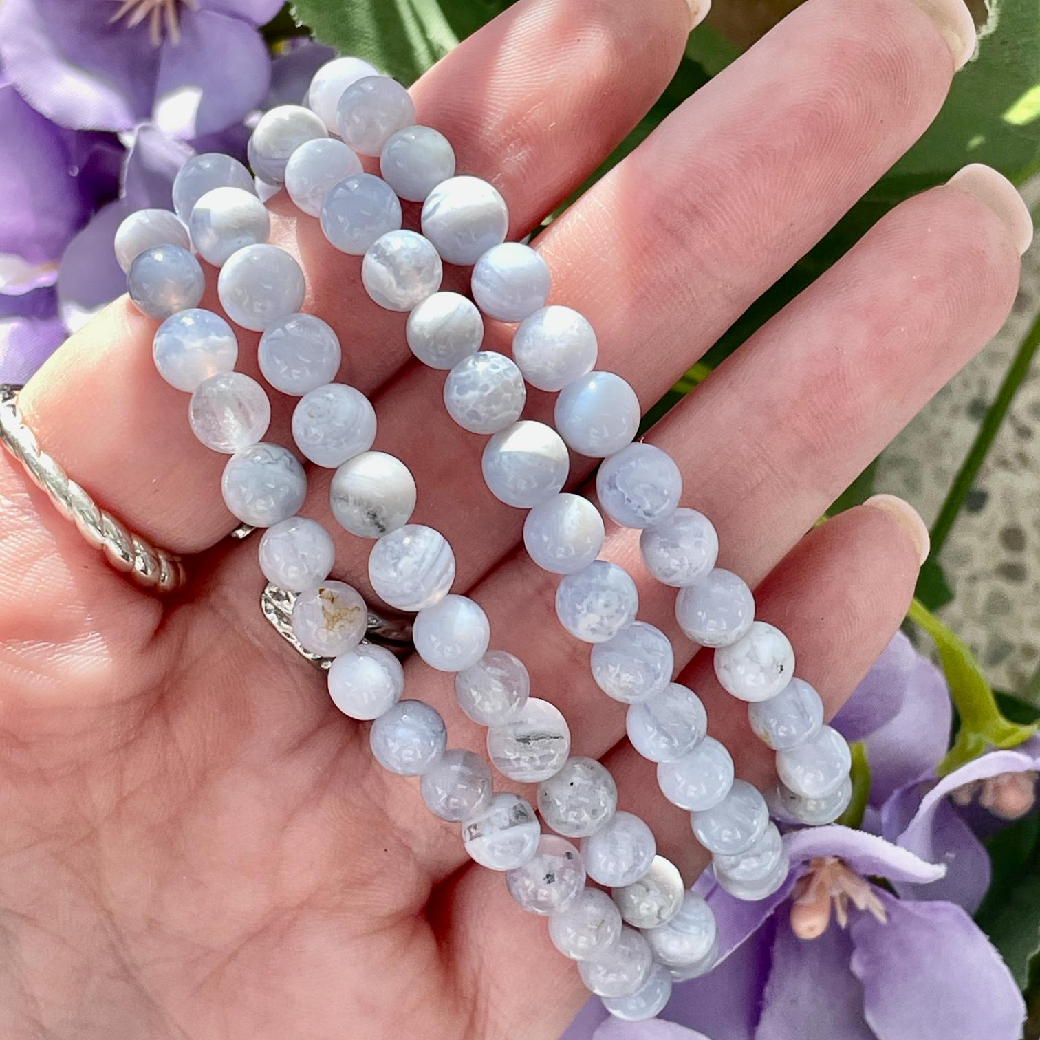 Blue Lace Agate Beads Bracelet 6mm