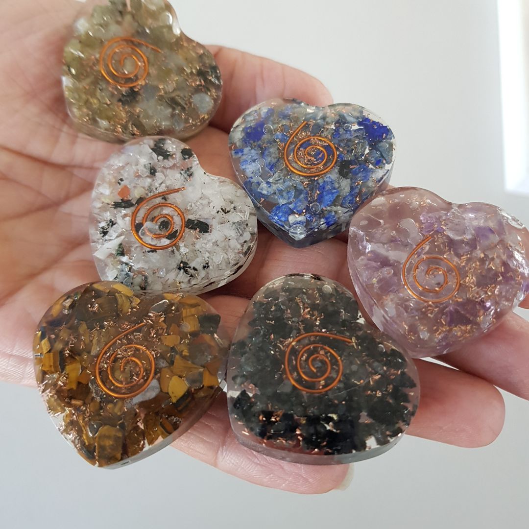 Orgonite Heart - Rainbow Moonstone - SM