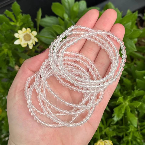 Clear Qtz Bead Bracelet 4mm