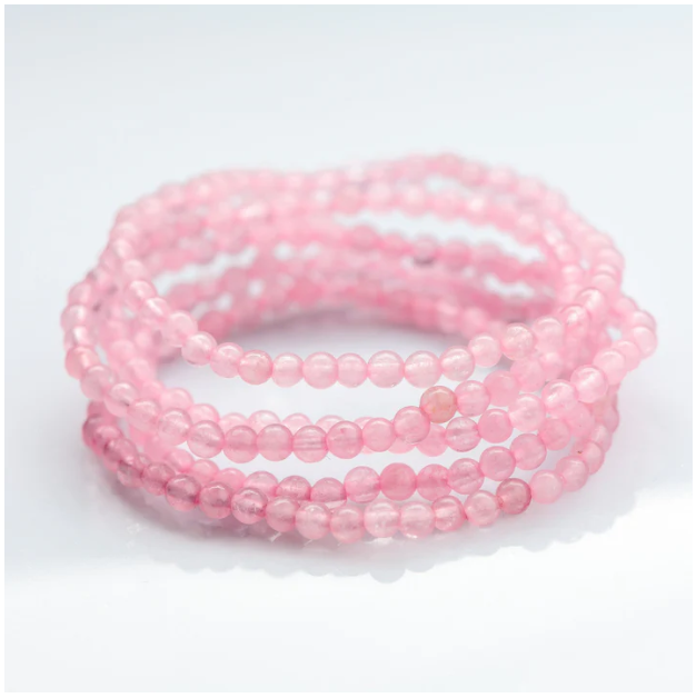 Rose Qtz - Bead Bracelet - 4mm