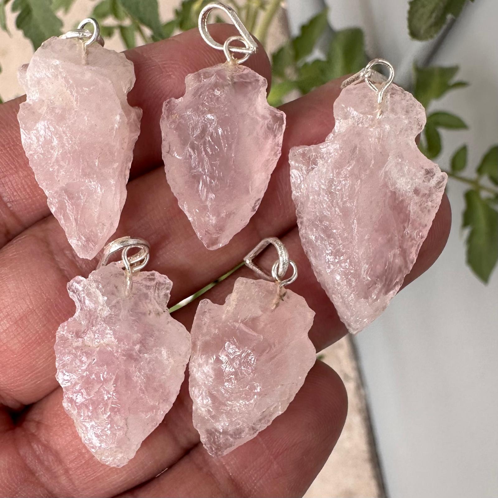 Arrowhead Pendant ~ Rose Qtz ~ 1pc