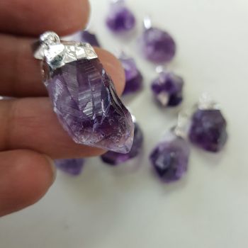 Amethyst Rough Point Pendant Capped