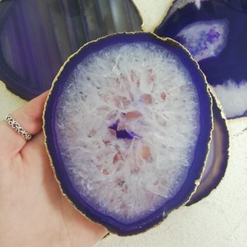 Agate Slice - Purple - Gold Plated