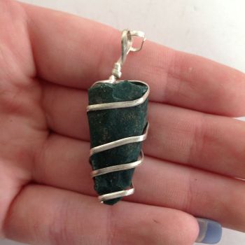 Wire Wrapped Rough Pendant - Bloodstone