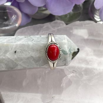 Sterling Silver Ring - Red Coral Jasper SZ7 - 01
