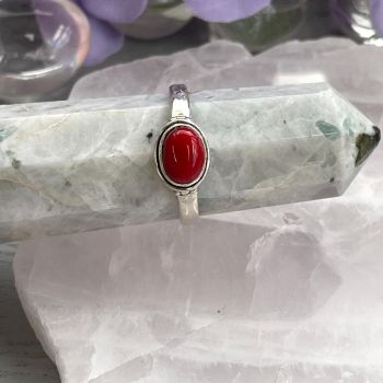 Sterling Silver Ring - Red Coral Jasper SZ8 - 02