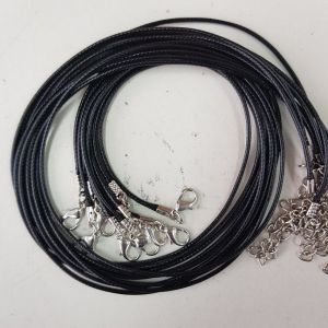 Black Waxed Thread Necklace -10pc